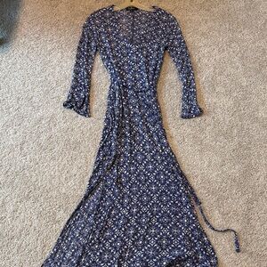 Elegant Blue Floral Dress w/side slits